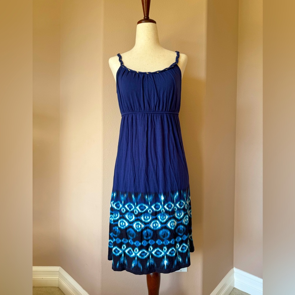 Mossimo Supply Co. Navy and Aqua Midi Dress